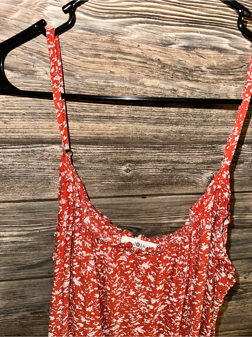 Natural Life Rust Floral Spaghetti-Strap Maxi Dress Pockets Soft Lightweight Med - Picture 3 of 5